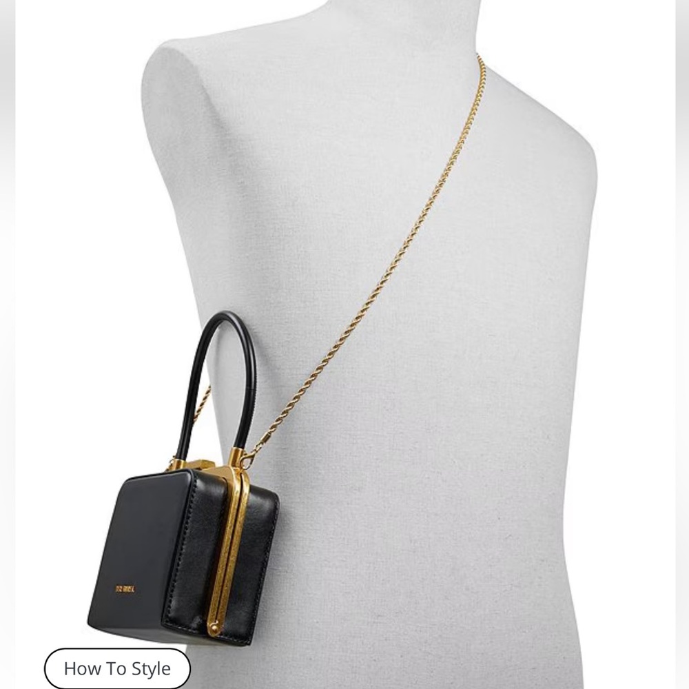 Ted Baker Black Mini Square Top-Handle Bag with Gold Hardware - Picture 6 of 8